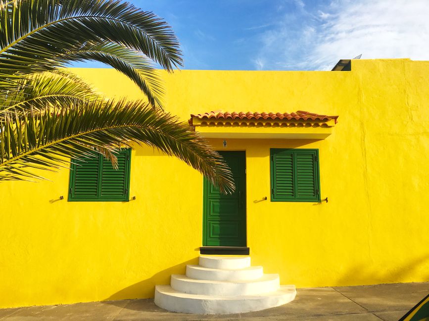 House facade with painted shutters